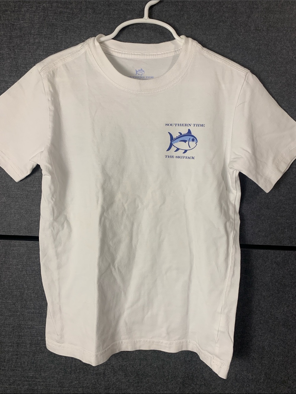 Southern Tide White Tee with Blue Fish Logo - Kids